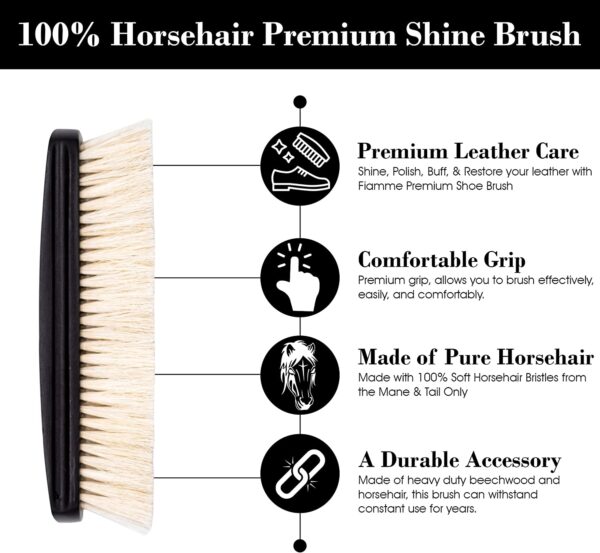 100% Genuine Horse Hair Shoe or Boot Brush - 2 Pack