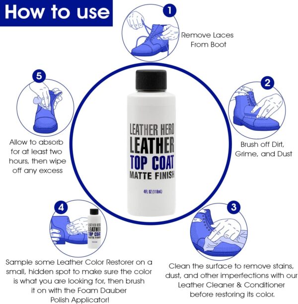 Leather Hero Matte Top Coat 4oz Leather Sealant Finish Color Restorer, Shoe  Leather Sealant, Shoe Matte Finisher, Leather Finish - The Vac Shop