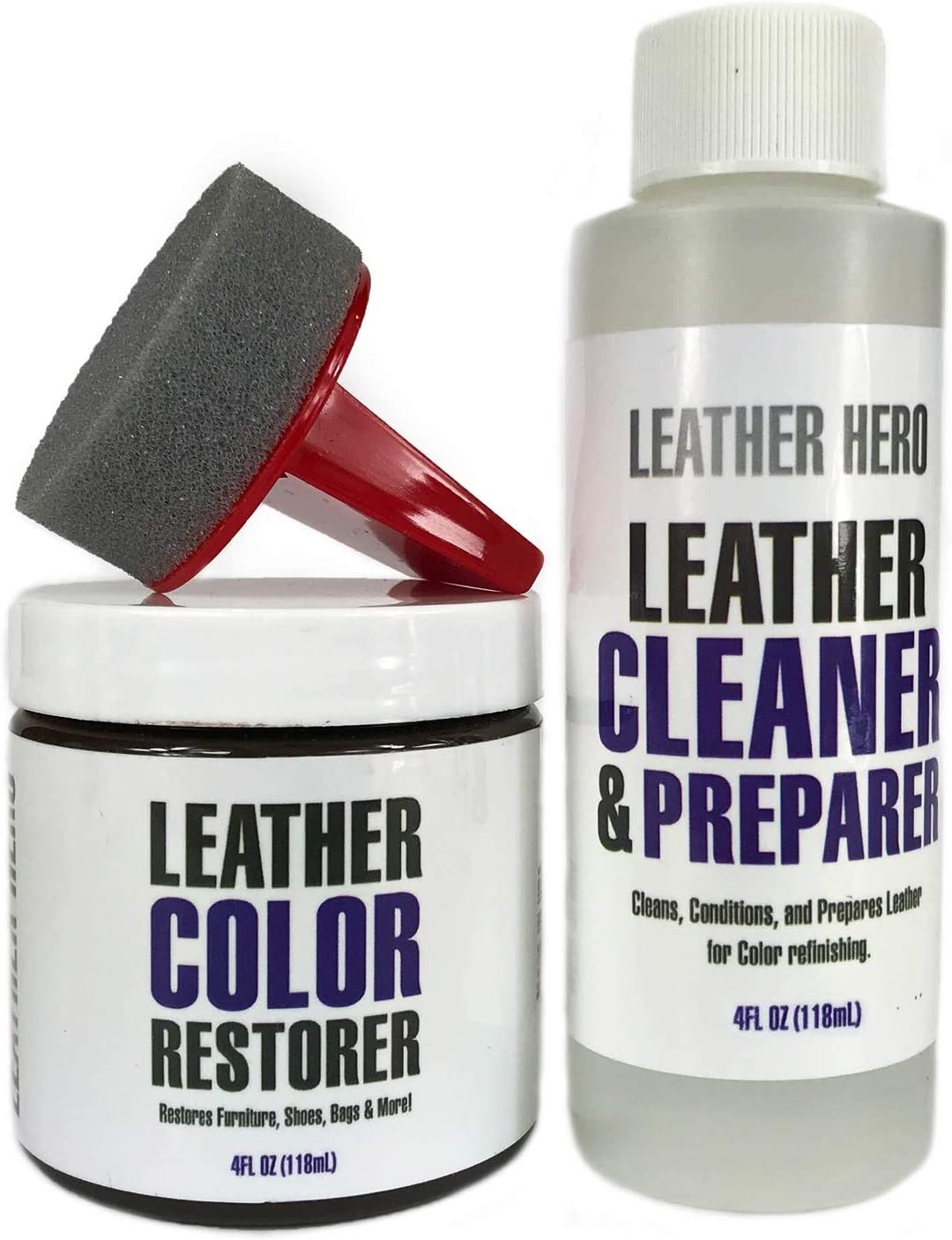 Leather Hero Color Restorer Complete Repair Kit- Refinish, Recolor, & Renew  Leather & Vinyl Sofa, Purse, Shoes, Auto Car Seats, Couch 4oz (Navy Blue) -  The Vac Shop