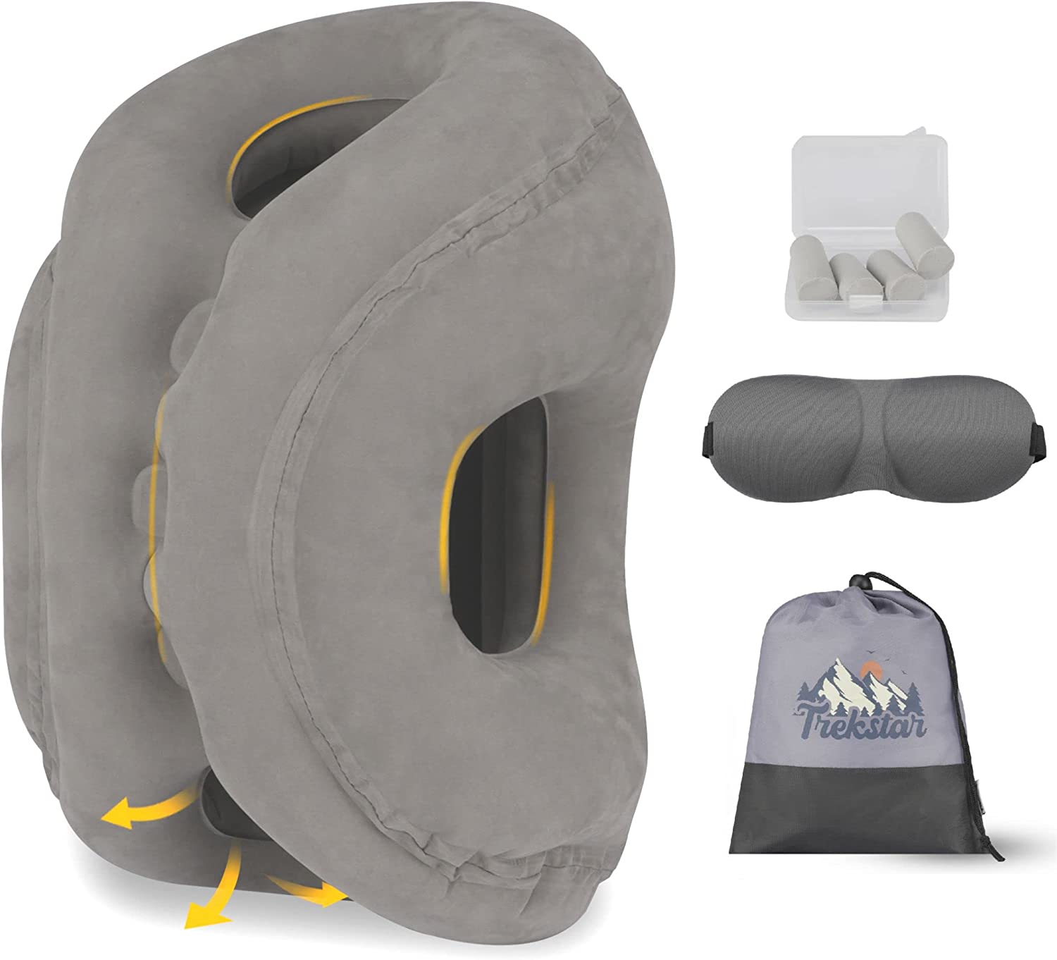 Neck Pillow Travel Pillow, Best Memory Travel Neck Pillow for Airplane Sleeping Travel Pillows with Storage Bag, Sleep Mask and Earplugs-Prevent (